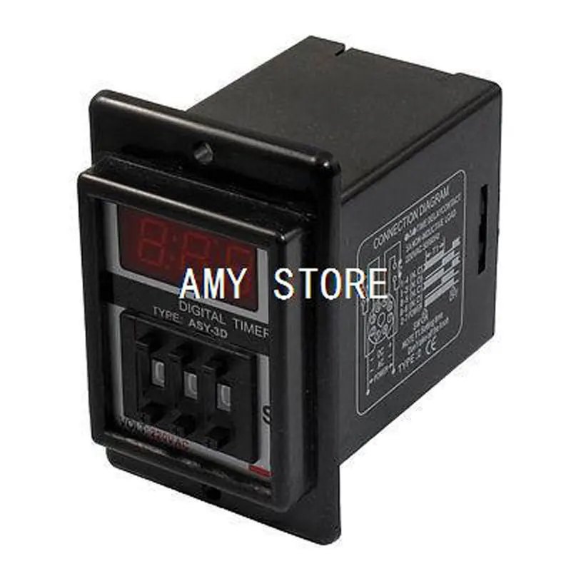 ASY-3D AC 220V 999 Second Digital Timer Programmable Time Delay Relay Black 8 Pins