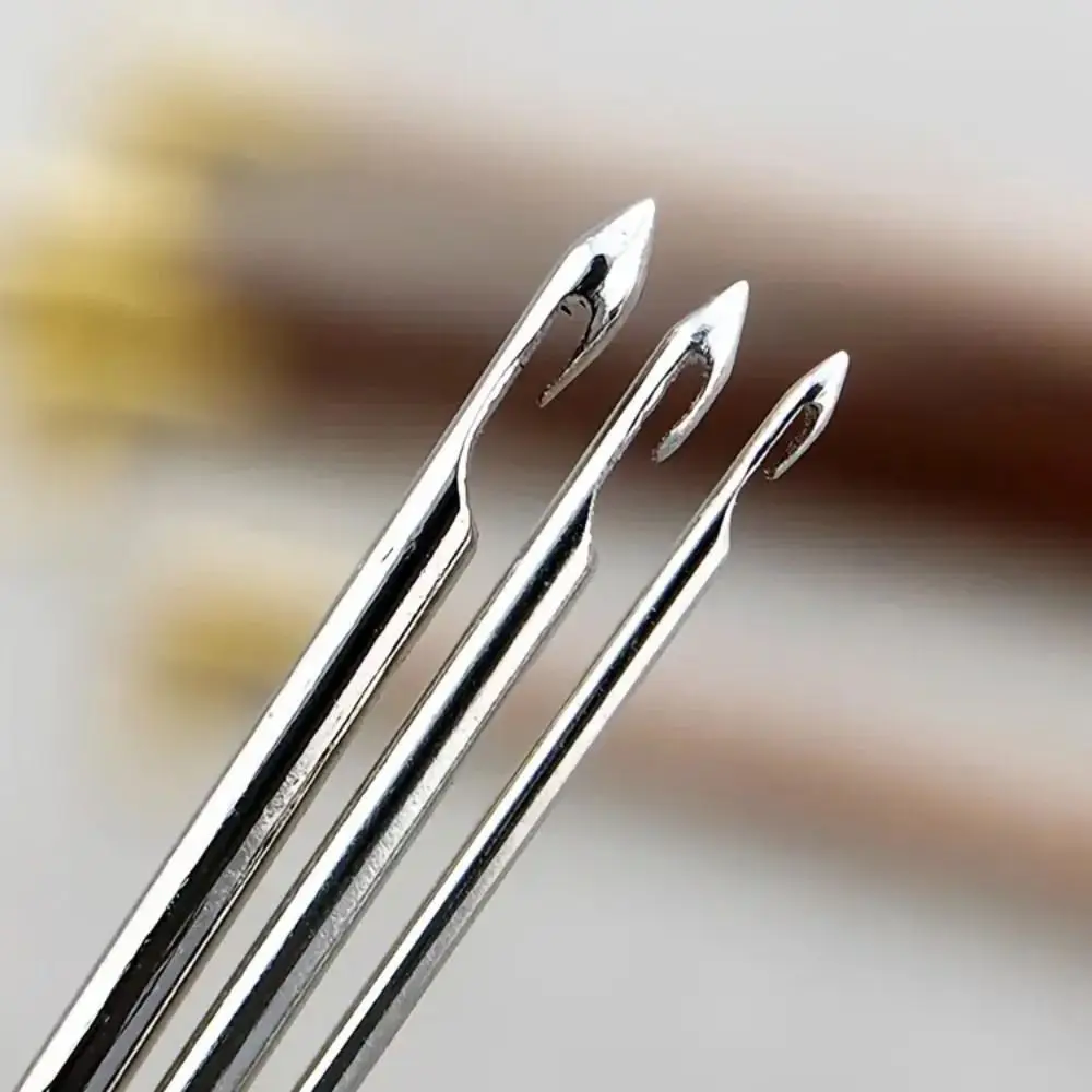 

Иглы для вышивания с деревянной ручкой, крючки для вязания, 3-х зубчатые крючки для вязания, крючки для вышивки крестом разных размеров, иглы для вышивки бисером