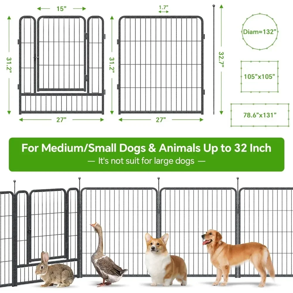 Mr IRONSTONE Dog Playpen with Anti-Rust Coating, 32