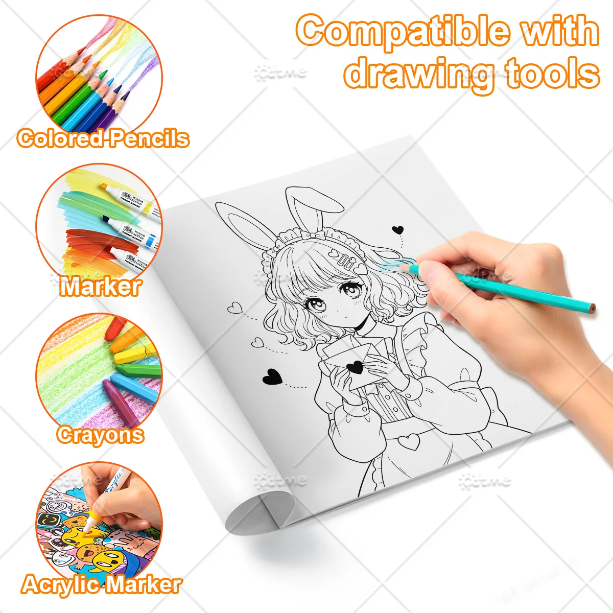 Anti-Angst Anime-Malbuch für Erwachsene Stressabbau DIY Mal- und Zeichenkunst-Aktivitätsbuch Perfektes Geschenk zur Entspannung – Detail 4