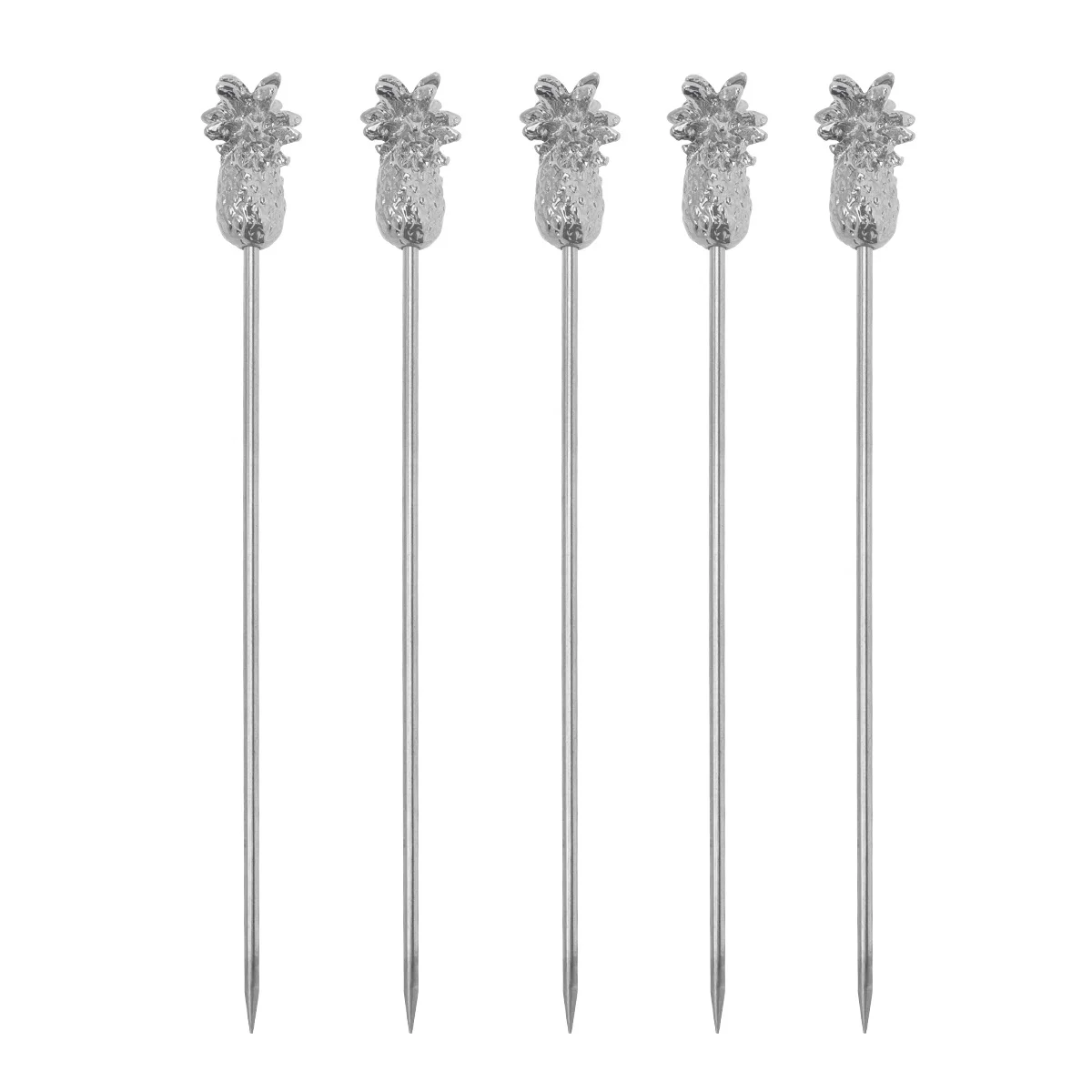 

5pcs Stainless Steel Fruit Picks Reusable Cocktail Forks For Party Dessert Bar Pineapple Salad Forks Smooth Edges