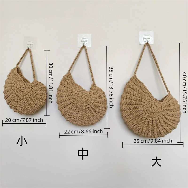 Nautilus Hanging Kitchen Storage Basket Handwoven Net Fruit And Vegetable Bag Wall Organizer For Small Kitchens Rustic Gift