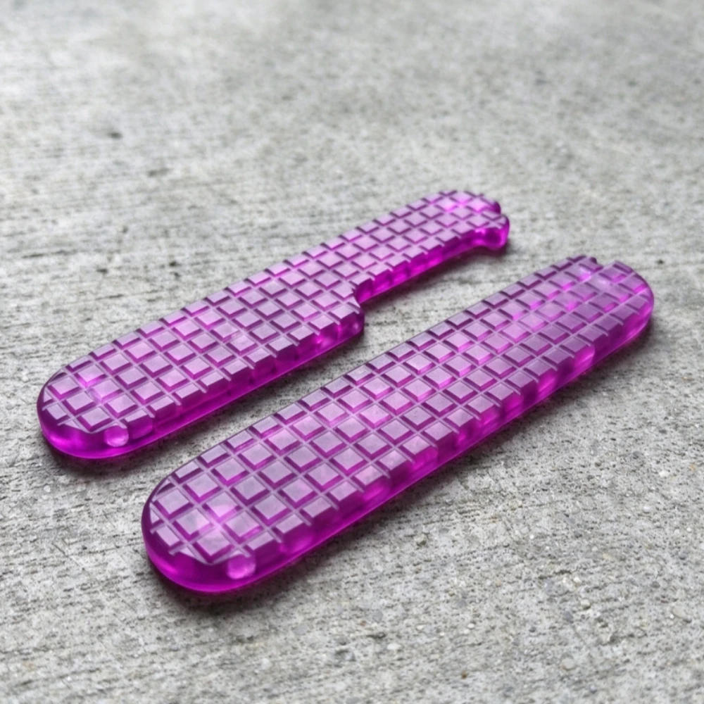 1 Pair 91mm Knife Handle Replacement Patch Material 4 Patterns Purple Transparent Acrylic Handle Patches
