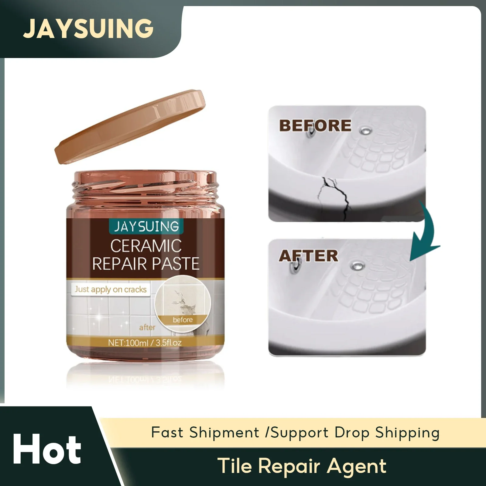 Tile Repair Agent Porcelain Crack Marble Floor Tile Toilet Washbasin Repairing Strong Bonding Waterproof Crack Repair Caulk Glue