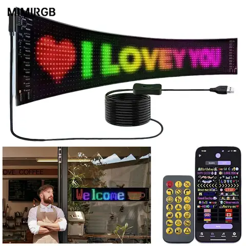 Car/Truck LED Matrix Pixel Panel Light Bluetooth Smart App Control Scrolling Advertising Car Sign Animation with Custom Function