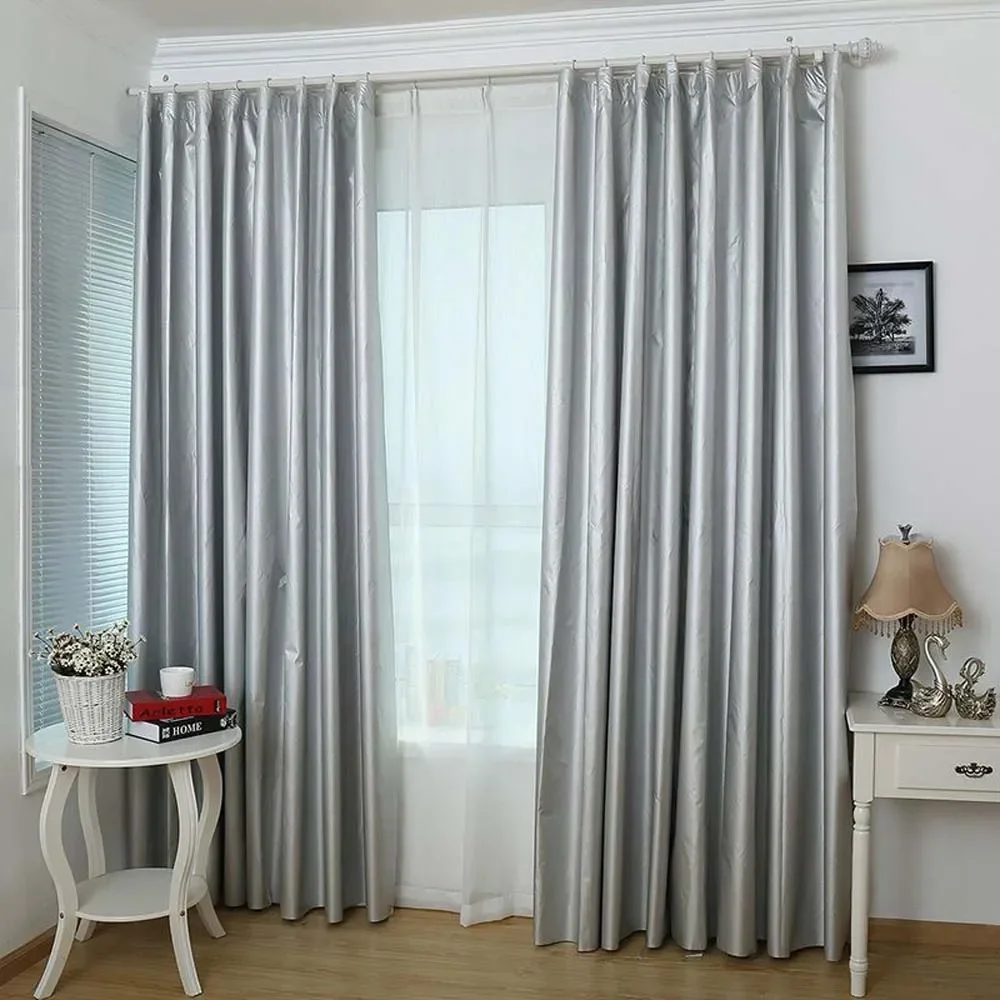 Blackout Curtains Silver Thickened Light Blocking Thermal Insulation Curtain UV Resistant with Hook Home Office Hotel Bedroom