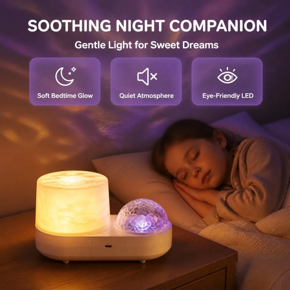 Soft Lighting Star Projector Lamp Delicate Appearance Dreamy Starry Sky Ocean Water Ripple Projector Warm Ambient