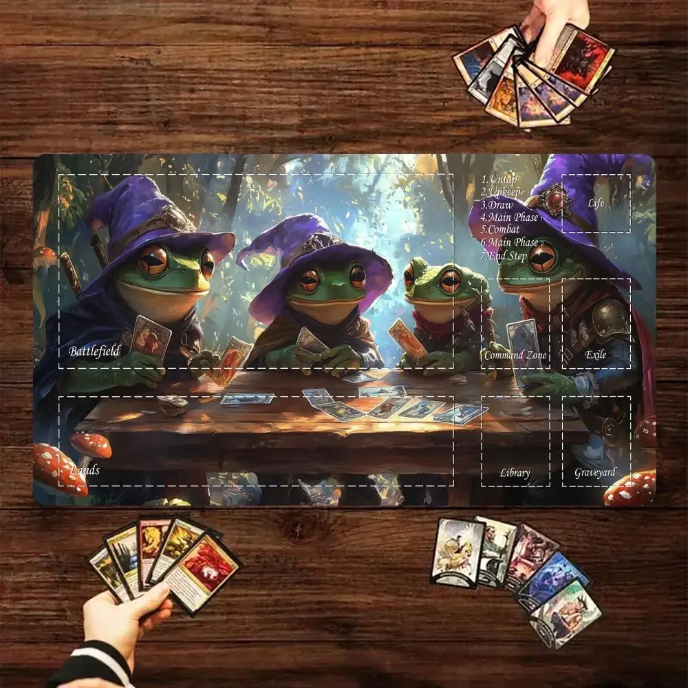 

Commander Playmat Magic Card Gaming Mats design of Four Frogs anime mouse pad tcg card mat desk mat gamer pc accessories
