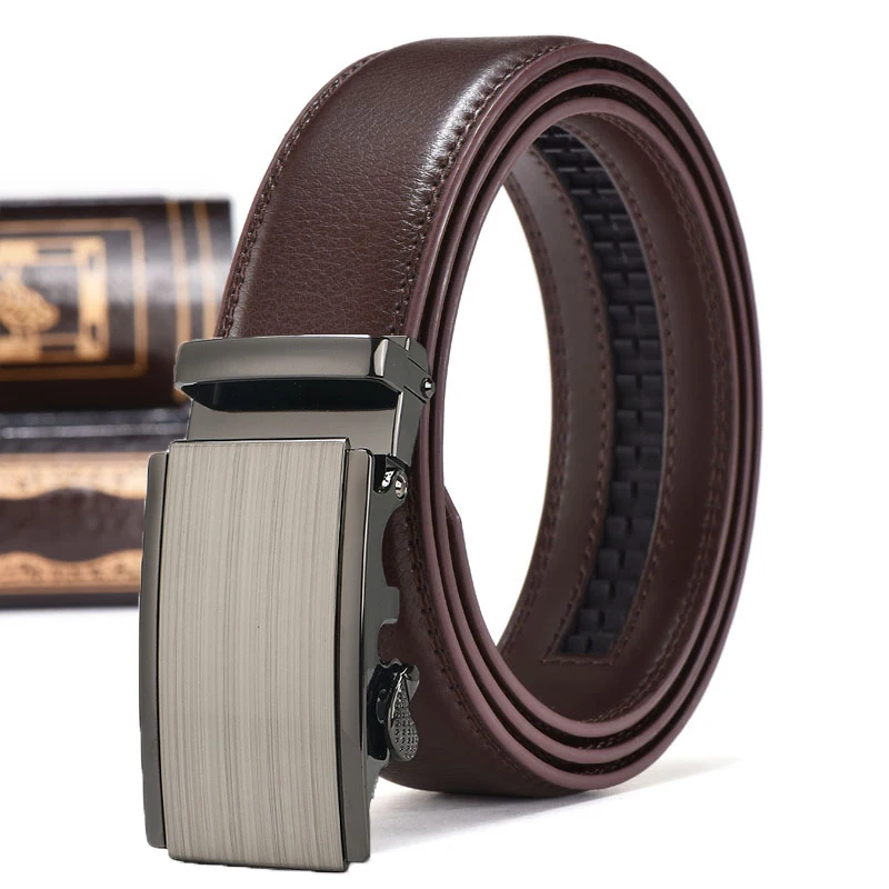 3.5cm New Men's Leather Belt Alloy Automatic Buckle Business Leisure Youth Middle-aged and Elderly Belt Designer Belt for Men