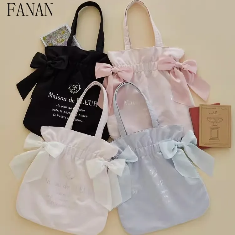 

Summer Autumn Crossbody Bags 2025 New Silver Letter Cute Double Bow Satin Shoulder Bag Fashion Casual Handbags for Women