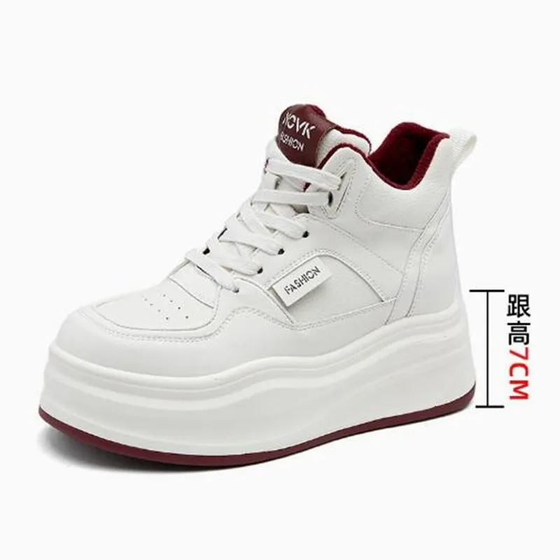 2026 New Brand Women ShoesAutumn and Winter Round Toe Women Sneakers Thick Sole with Increased Height Inside Casual White Shoes