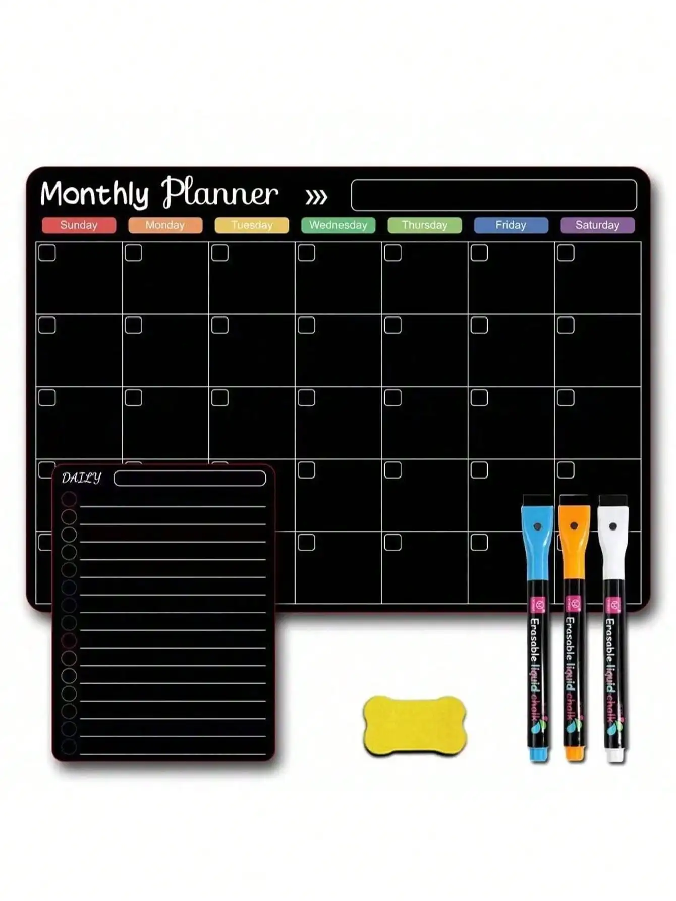 Magnetic Erasable Refrigerator Calendar, Monthly Meal Planner And Today's Menu Whiteboard, 2pcs Fridge Chalkboard, Suitable For Kitchen Office, Includes 3