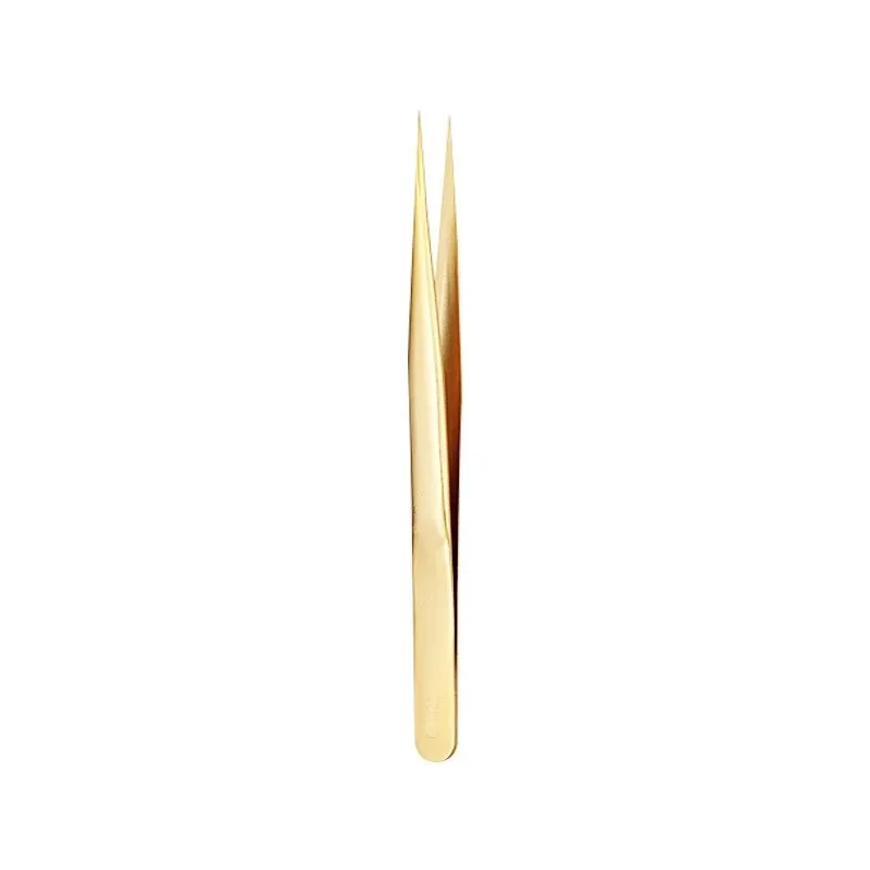 Aço inoxidável cílios pinças, pinça sobrancelha, profissional para cílios extensão, Gold Decor, anti-estático