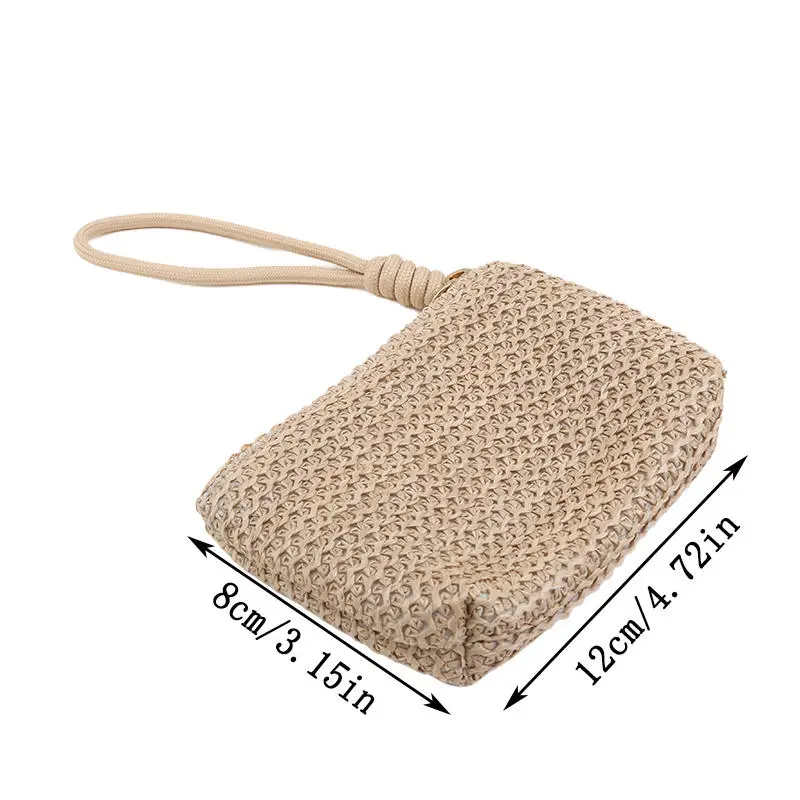 Women Mini Straw Wallets Coin Purses Card Holder Money Bag Women Girls Zipper Fashion Pouch Lipstick Makeup Bag NEW