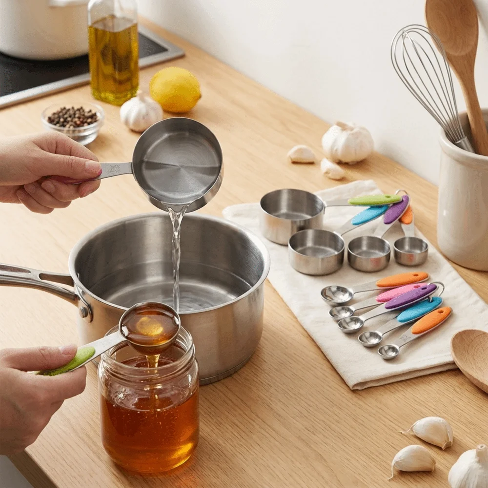 10Pcs Rustless Steel Measuring Spoon Marked Scale Sturdy Kitchen Spoon Smooth Polished Multi Size Option Measuring Utensil