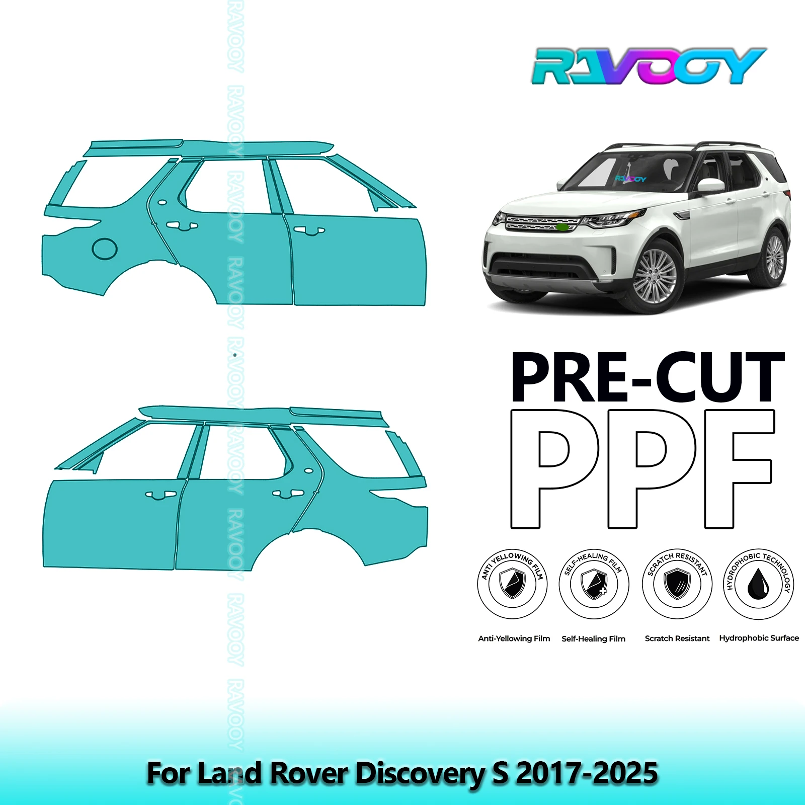

For Land Rover Discovery S 2017-2025 8.5mil Clear Matte Pre-Cut PPF Door & A/B Pillar Kit TPU Paint Protection Film Set