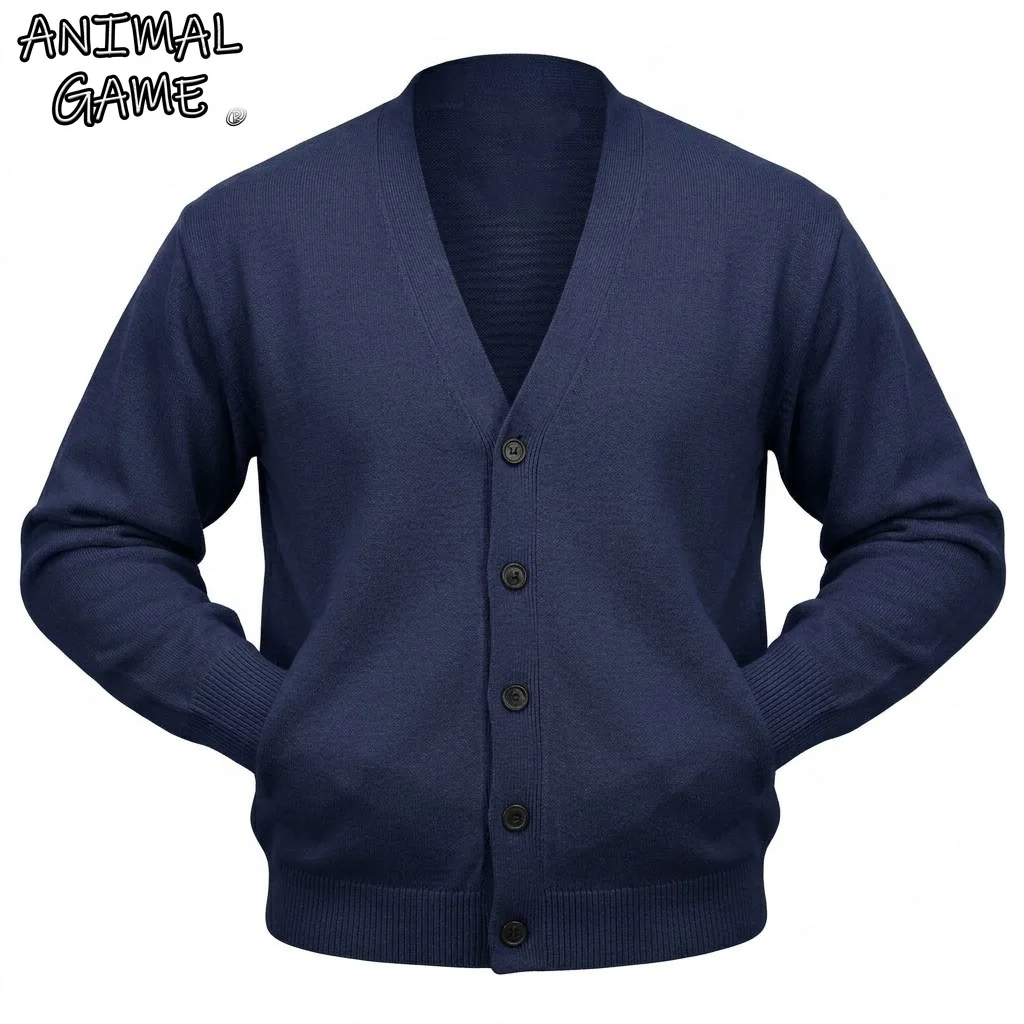 Autumn Men's Casual Long Sleeve Cardigan Button Down Knit Sweater Classic V-Neck Soft Lightweight Knitwear Jacket Outerwear Tops