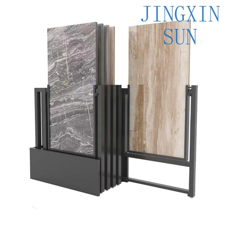 Hot Selling Customized 60x120 Large Slate Sample Display Rack Durable Pull Push Rotating Stand for Tile Display in Showroom