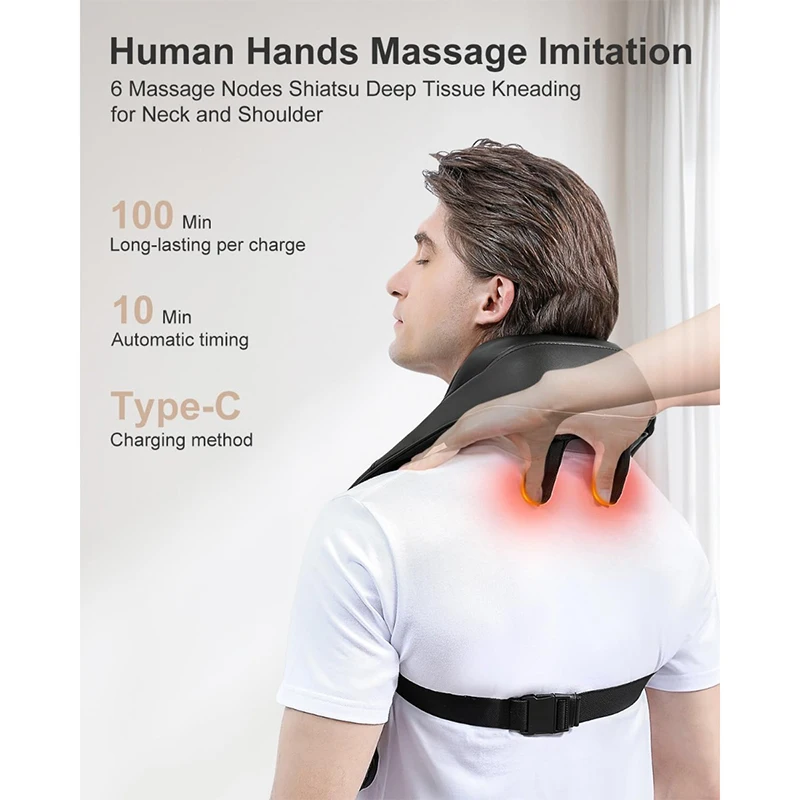 Medcursor Neck Massager U-shaped Simulation Human Kneading Clip Massage Cape Cervical Spine Massager Shoulder & Back Massager