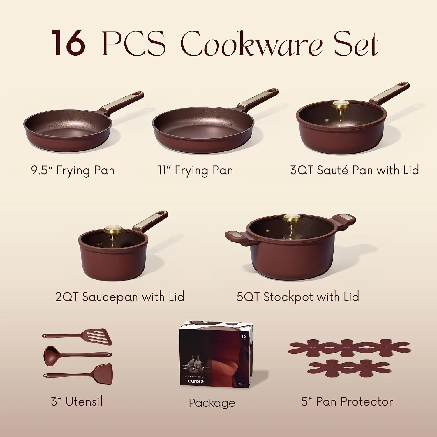 Nonstick 16 Piece Cookware Pots Pans Set Silicone Lids Dishwasher Safe Space Saving Fits All Stovetops Stay Cool Handle