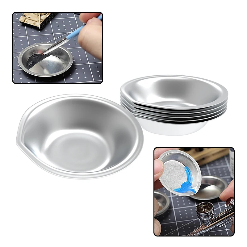 

Набор из 6 мини-круглых палитр для красок и макияжа из нержавеющей стали, для смешивания, для аэрографии и ручной росписи