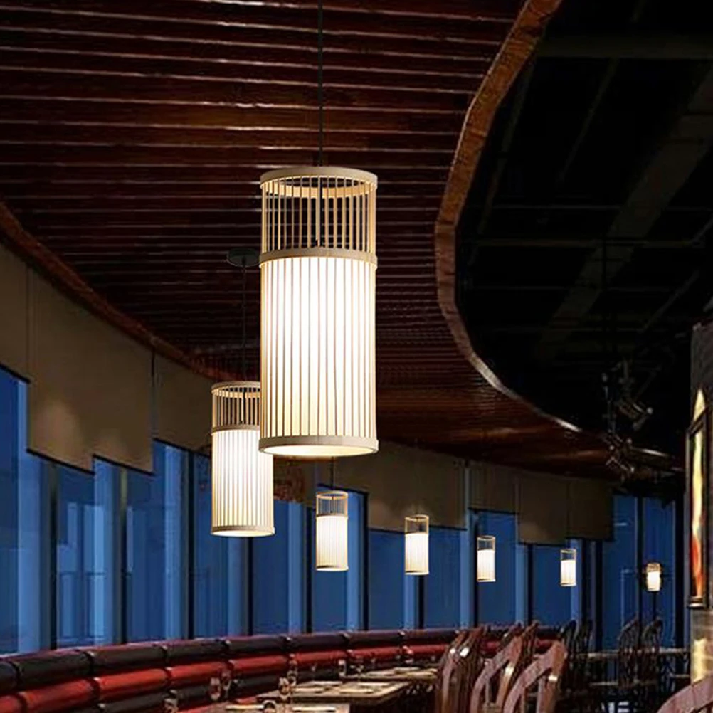 

Bamboo Chandelier Retro Cylinder Light Chinese Style Pendant Lamp Rattan Ceiling Fixture Home Decor Bedroom Bar Hotel Tea Room