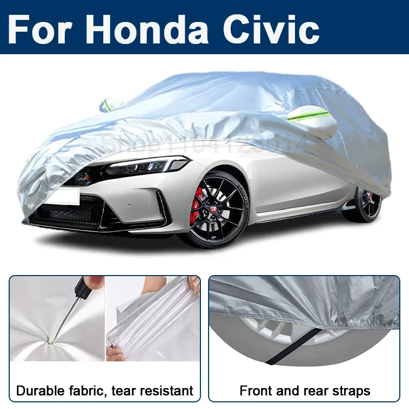 

Outdoor Full Car Cover For Honda Civic with Reflective Strips Waterproof Snowproof Dustproof UV Protection Auto Accessory