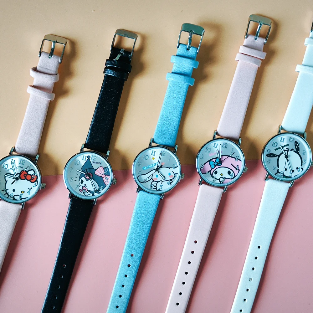 Sanrio Hello Kitty Watch Kuromi Cinnamoroll Cute Quartz Casual Waterproof WristWatch Women Girl Children Birthday Christmas Gift