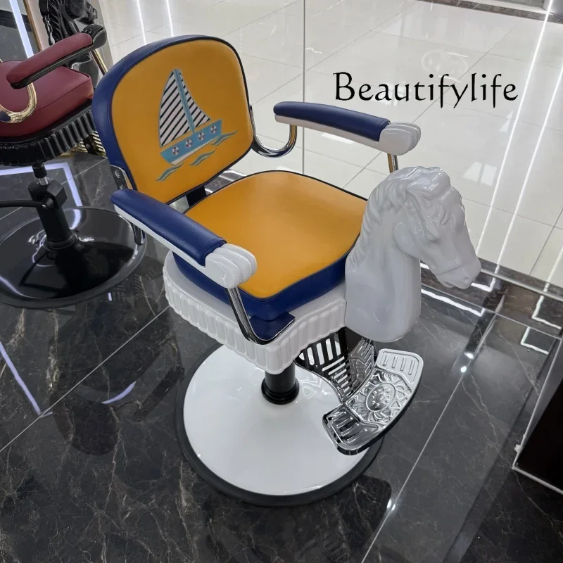 BJ High-end children's hair cutting chair, white Trojan horse rotating lift haircut chair, special for hair salon