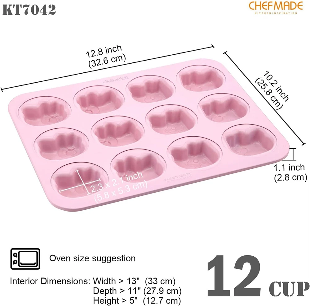 Imagem -06 - Chefmade-panela de Bolo em Forma de Gato 12-cavity Muffin Bakeware Cupcake Pan Cubo de Gelo de Geléia de Biscoito de Doces Moldes de Chocolate