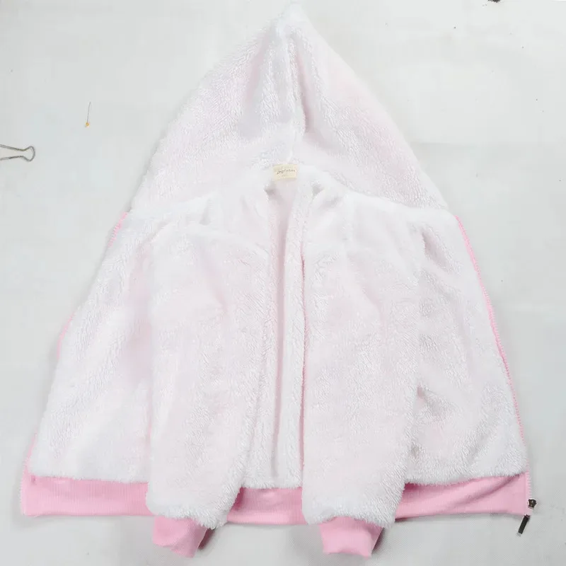 Bambi jaqueta de inverno quente para meninos meninas com zíper casaco infantil engrossar suéter com capuz agasalhos infantis