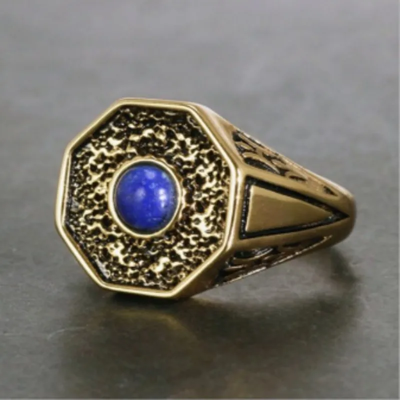 BOCAI New Real S925 Silver Trend Natural Lapis Lazuli Wide  Woman and Man Rings Fashion Jewelry Accessories