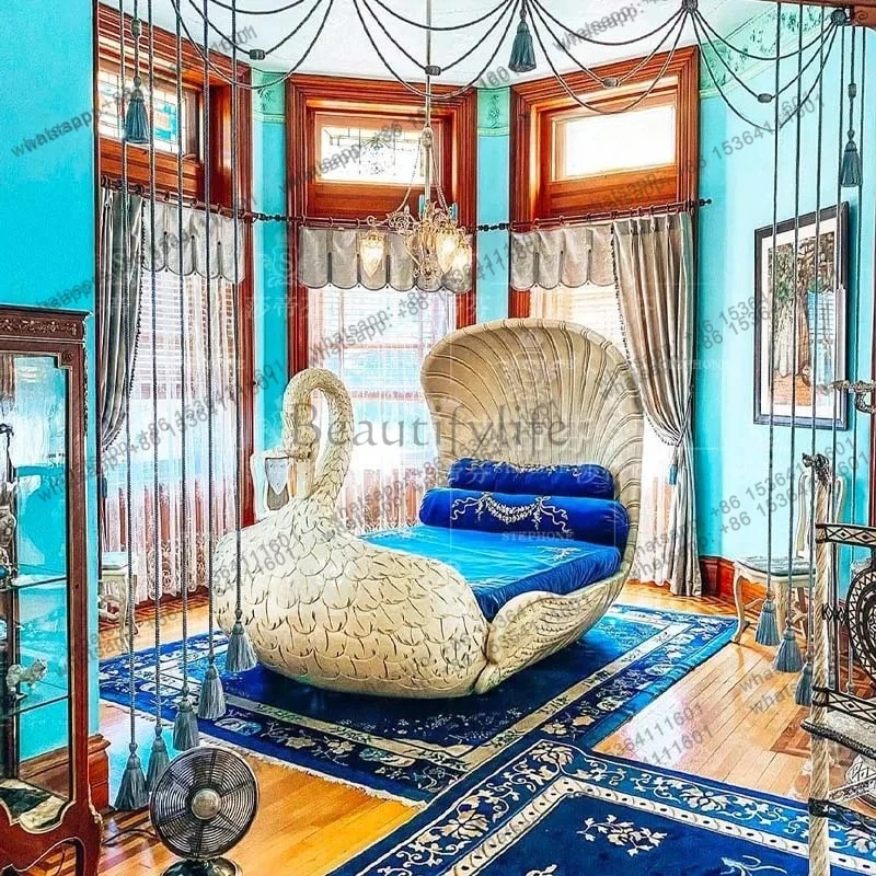 Chinese Style Bedroom Bed Nordic King Size Double Tatami Soft Design Comfortable Bed Fashion  Library Furniture