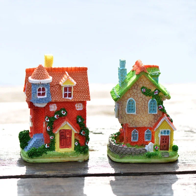 1PC Cute Villa House Miniatura Dollhouse Garden Home Bonsai Decoration Mini Toy Miniature Resin Craft Ornaments Micro Decor DIY