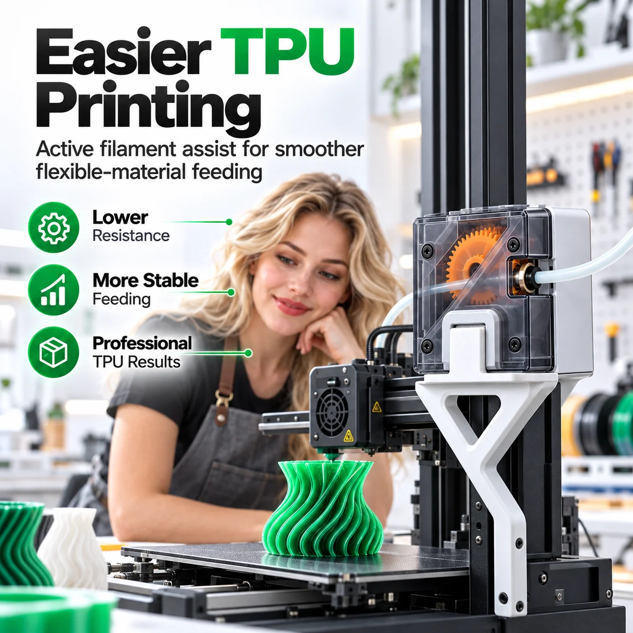 Original Bambu Lab TPU Feeding Assist Module for X2D P2S H2 Series P1 X1 3D Printers