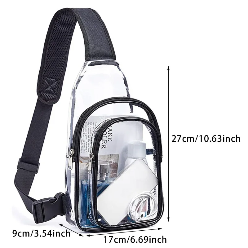 Casual Clear Chest Bag Women Men Waterproof Transparent PVC Crossbody Travel Pouch Outdoor Sports Phone Sling Shoulder Bag