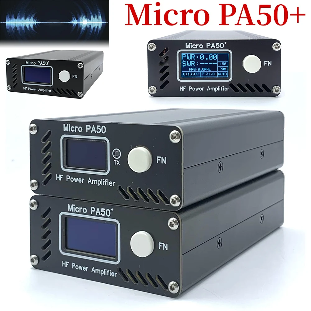 Amplificador de potencia HF de onda corta inteligente Micro PA50 PLUS 3,5 MHz-28,5 MHz con medidor de potencia/SWR + filtro LPF para Radio