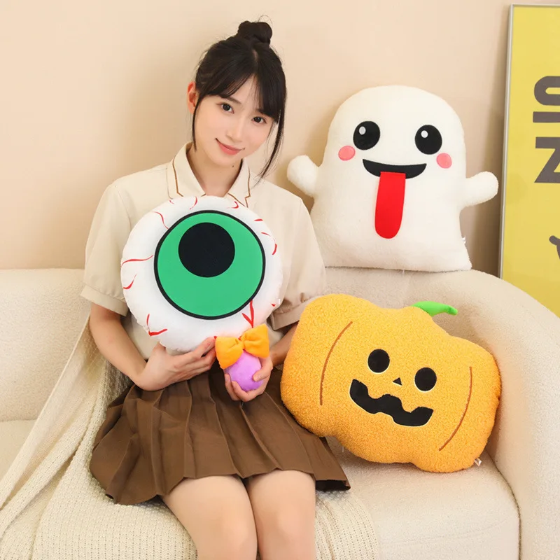 Spooky Halloween pumpkin ghost throw pillow doll cartoon eyeball candy plush living room sofa cushion