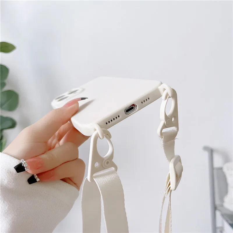 Crossbody Lanyard Necklace Cord Rope Strap Phone Case For iPhone 15 14 11 12 13 Pro Max Mini XS XR X 7 8Plus 14 Plus Soft Funda