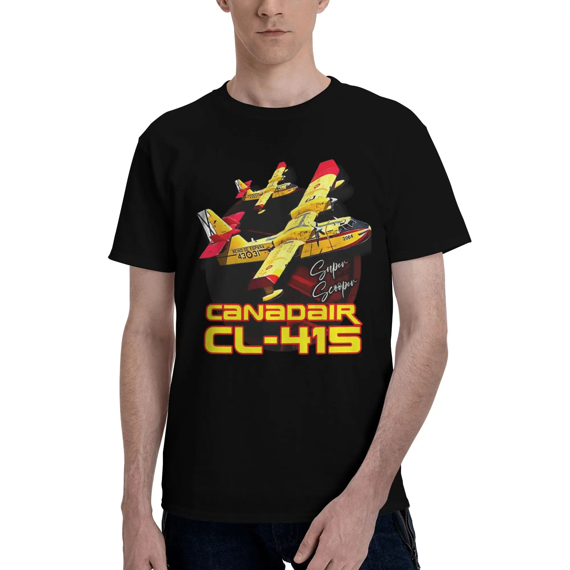 Canadair cl-415 Super Scooper firebomber Aircraft  Accessories Unisex T Shirt Pure Cotton Tee Graphic Printing  T-shirt Clothes