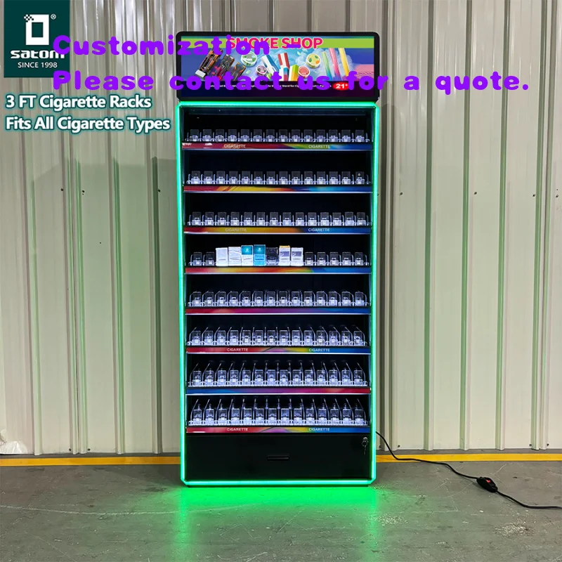 

custom.America Durable Metal Smoke Shop Display Furniture Different Pack Sizes with Cool Lights