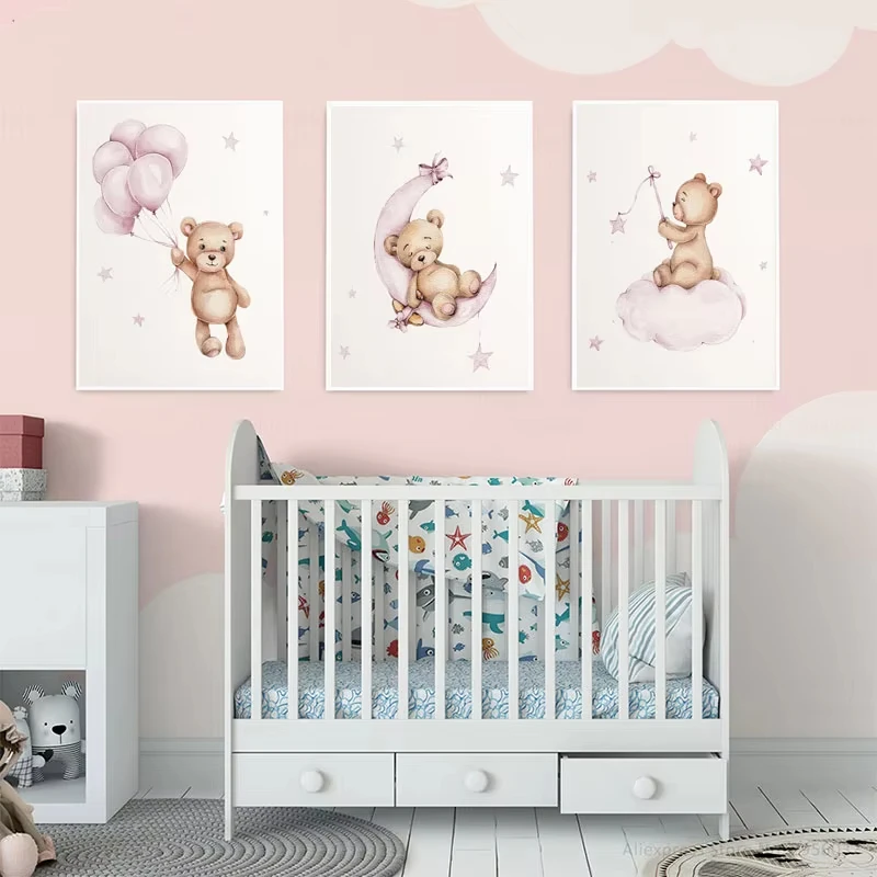 Ayıcıklı Çocuk Odası Duvar San - Baby Nursery Decor Girl incelemesi ve fiyatı