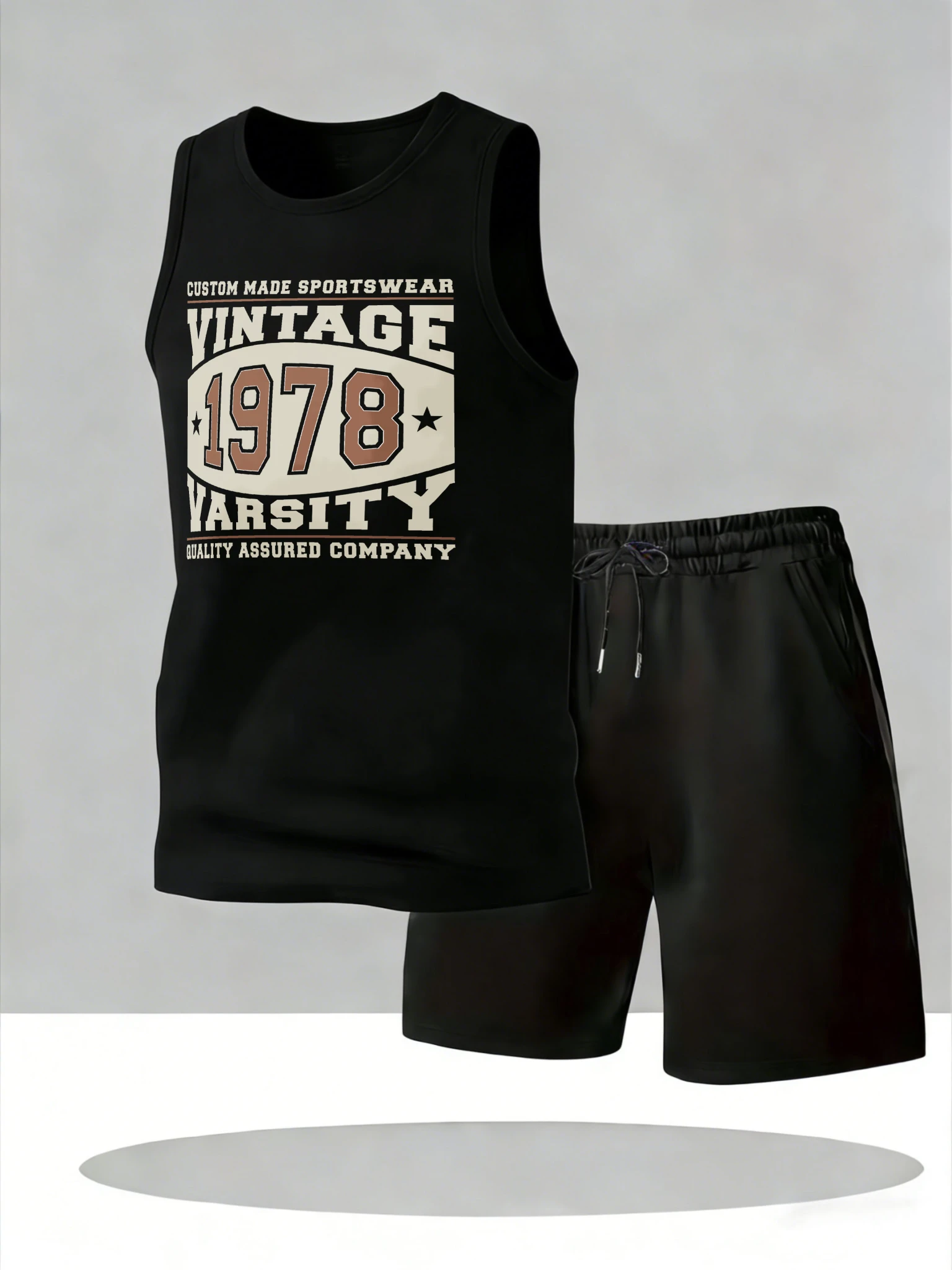 

Men's Tank Top Sets 2026 Summer Quick drying seaside 2 piece set oversize sweat suit sports crewneck beach Breathable