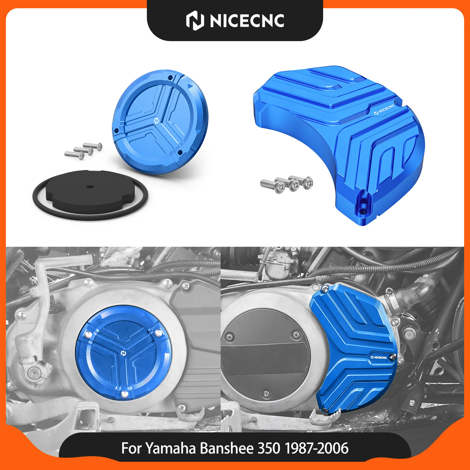 NICECNC Clutch Cover Insert & Water Pump Cover Protection For Yamaha Banshee 350 1987-2006 ATV Accessories 6061-T6 Aluminum