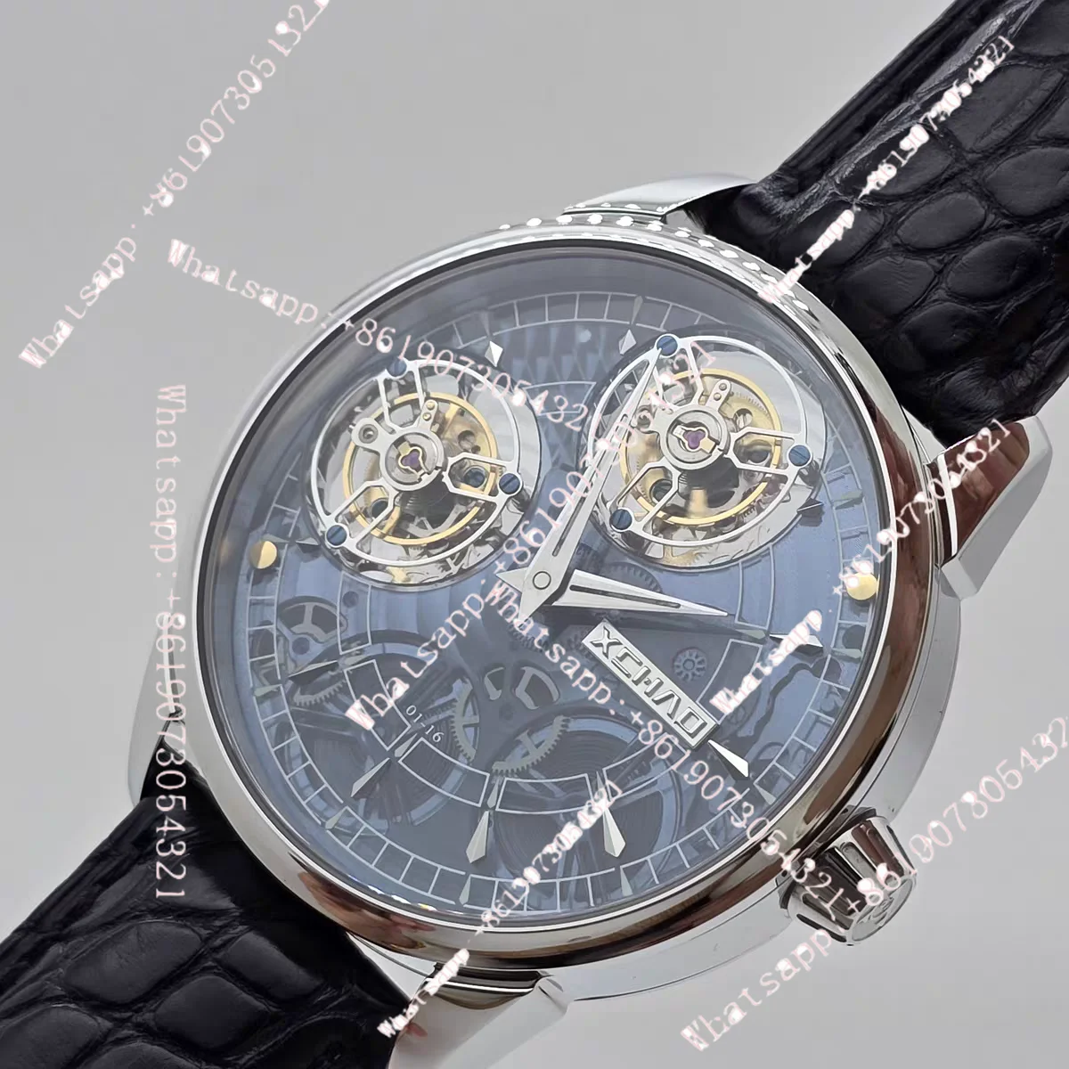 

True Double Tourbillon Men's Business Perspective Hollow Mechanical Watch Sapphire Mirror Fashion Watch