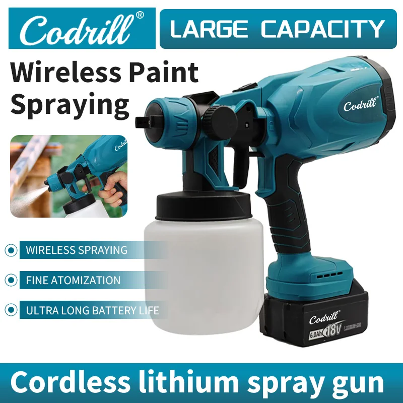 

1000ML Electric Spray Gun High Power Cordless Paint Sprayer Auto Furniture Steel Coating Airbrush Power Tool For Makita Battery
