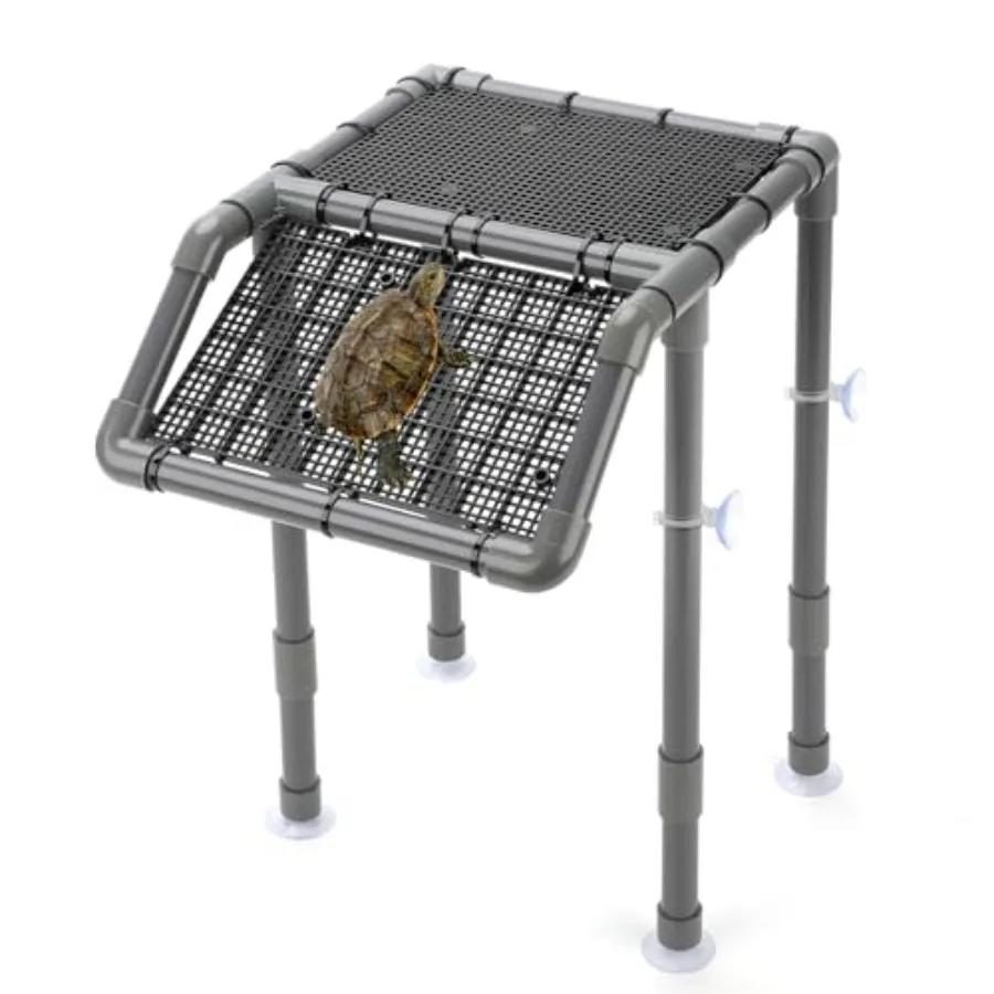 

Adjustable Standing Turtle Basking Platform 6.49"-15.16" H 10.8"×8.7" Suspended Aquarium Dock with Full-Width Non-Slip Ramp, Ab