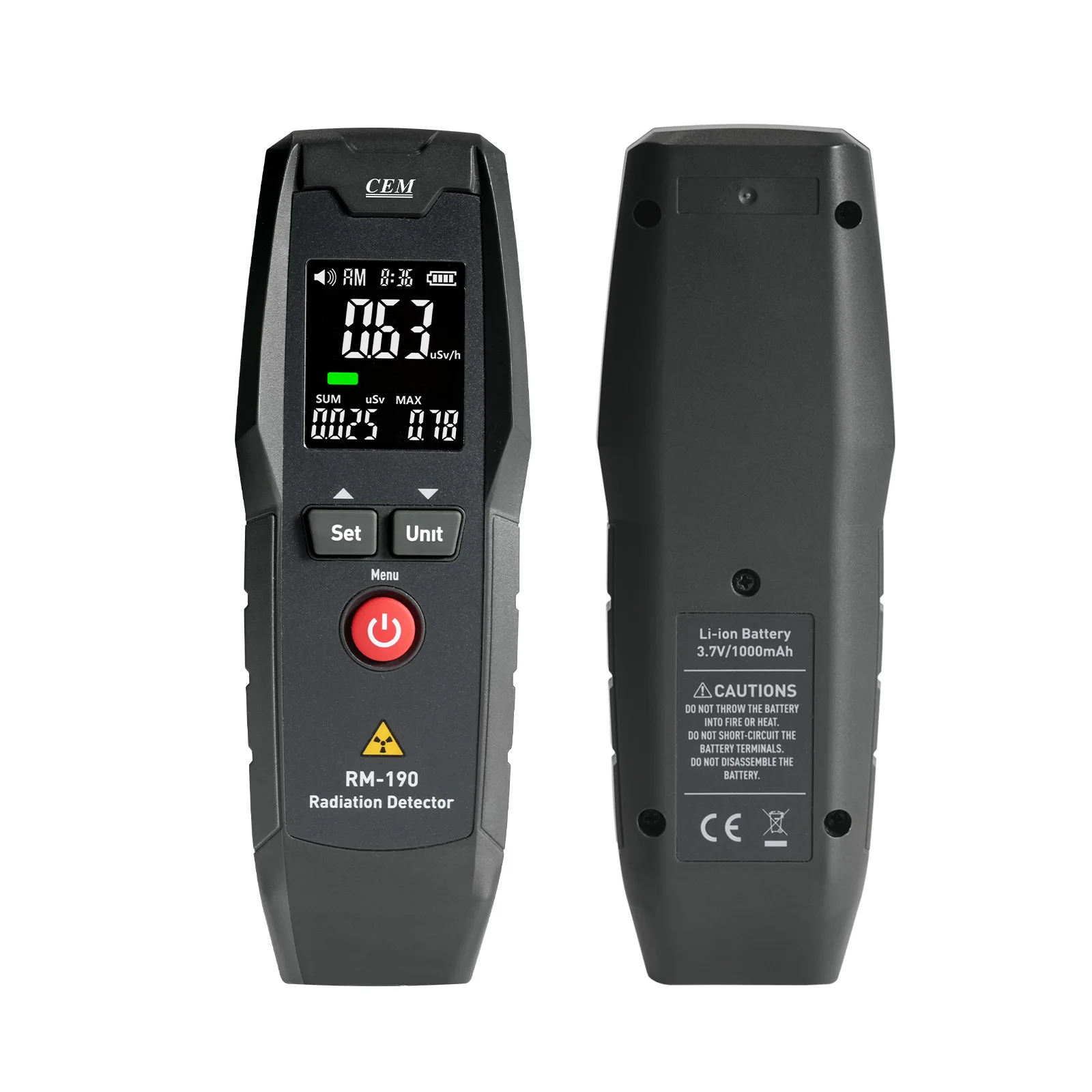 RM-190 Radiation Detector Geiger Alpha Beta Gama Professional Meter X β γ Ray Radiation Dosimeter Dose Alarm Tester