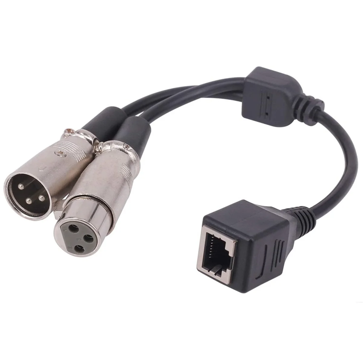 2025+ One Point Two Line RJ45 to XLR Male+Female RJ45 Female to XLR Male+XLR Male Audio Signal Transmission Short Cable 0.15m