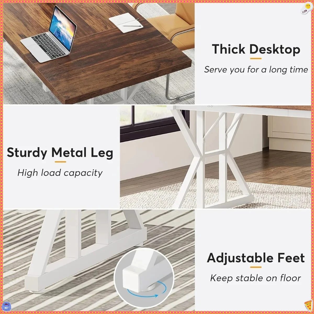 Duże biurko dyrektorskie o wymiarach 180 cm: Wytrzymałe biurko do pisania dla menadżerów, idealnie pasujące do gabinetu i biura domowego.